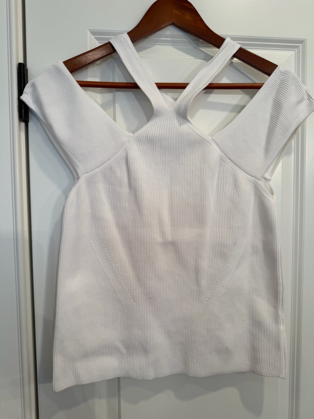 River Island White Ribbed Halter Top - Picture 3 of 5